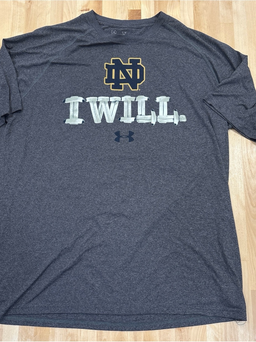 Under Armour Loose fit T-Shirt Men XLarge Gray Heatgear Notre Dame I Will